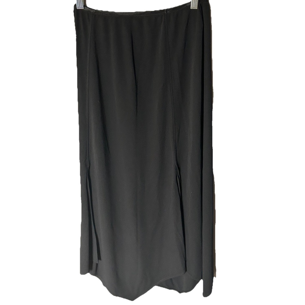 J Jill Black Sp Petite Midi Skirt Elastic Waist Asymetrical‎ Casual Cocktail